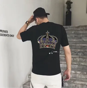 

T Shirt men Diamond stone top quality back side Summer Loose design Short Sleeve Funny T Shirts Tshirt Femme