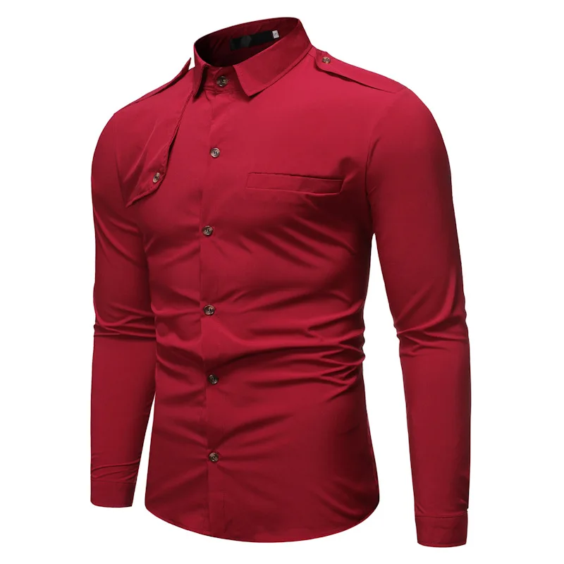 Мужская Повседневная рубашка Slim Fit Мужская Повседневная рубашка на пуговицах Однотонная рубашка с длинными рукавами официальные сорочки мужская одежда