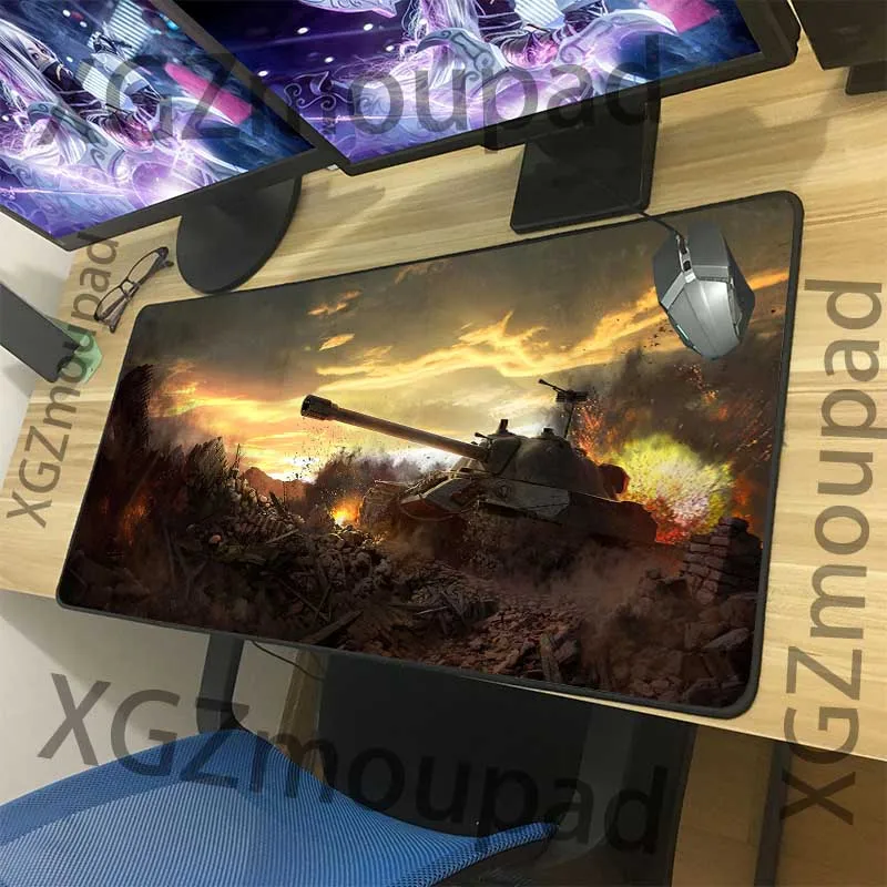 Большой игровой коврик для мыши XGZ черный цвет Мир танков компьютерного стола