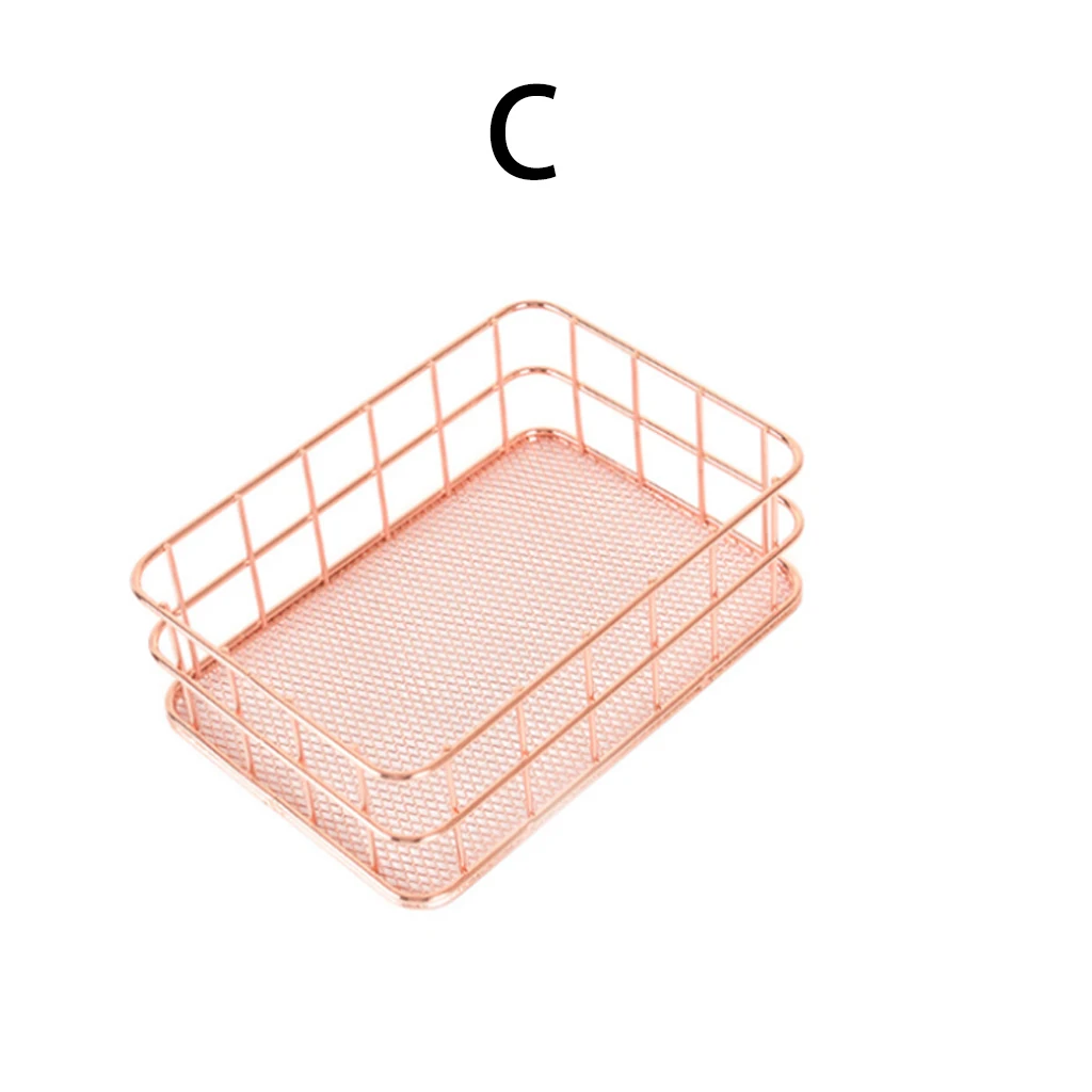 C 12x17x6cm Прямоугольные металлические корзины в скандинавском стиле, железная корзина для хранения, косметические кисти для макияжа, органайзер для дома, офиса, туалетных принадлежностей, железных корзин - Цвет: C 12x17x6cm