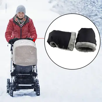 

Thicken Warm Baby Winter Stroller Hand Muff Stroller Accessories Waterproof Kids Pushchair Hand Cover Fur Fleece Gloves Mittens