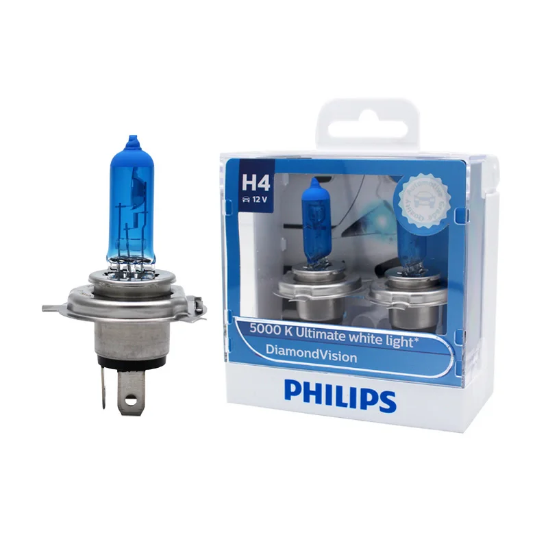 Philips Оригинал H4 HB2 9003 12V Diamond Vision 5000K ксеноновая белая Автомобильная галогенная фара авто Hi/lo лучевые лампы 12342DVS2, пара Philips Оригинал H4 HB2 9003 12V Diamond Vision 5000K ксеноновая белая Автомобильная галогенная фара авто Hi/lo лучевые лампы 12342DVS2, пара