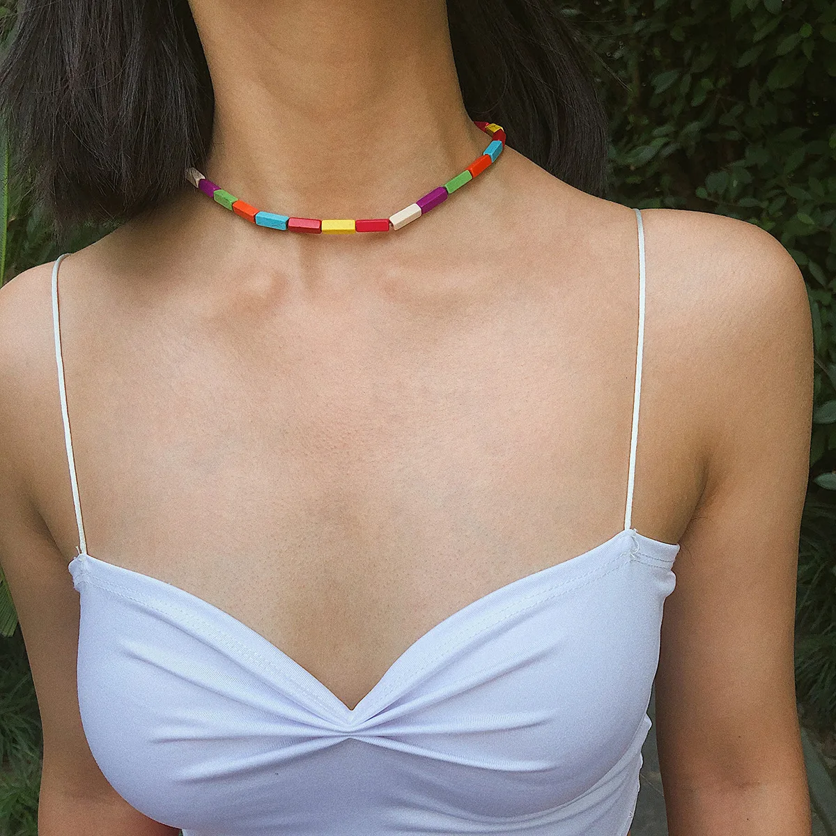 Youvanic Boho колье из натурального камня для женщин и девушек, Bff, яркое Радужное короткое ожерелье на цепочке, этническое модное ювелирное изделие 2548
