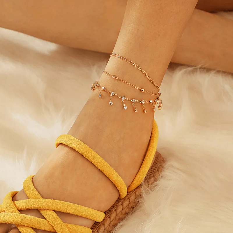 Female Anklets Barefoot Crochet Sandals Foot Jewelry Leg New Anklets On Foot Ankle Bracelets For Women Leg Chain