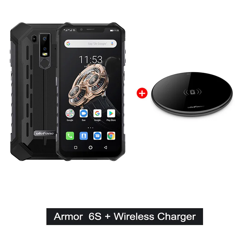 Black Add UF002 Ulefone Armor 6S глобальная версия водонепроницаемый IP68 OTG NFC мобильный телефон Otca-core Android 9,0 6 ГБ 128 ГБ беспроводной зарядки смартфон - Цвет: Black Add UF002