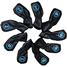 9 Cái/bộ Gậy Golf Có PU Chống Thấm Nước Mềm Lông Tơ Bên Trong Con Chó Con Trắng Đen Golf Headcover Cho Sắt Bộ(China)