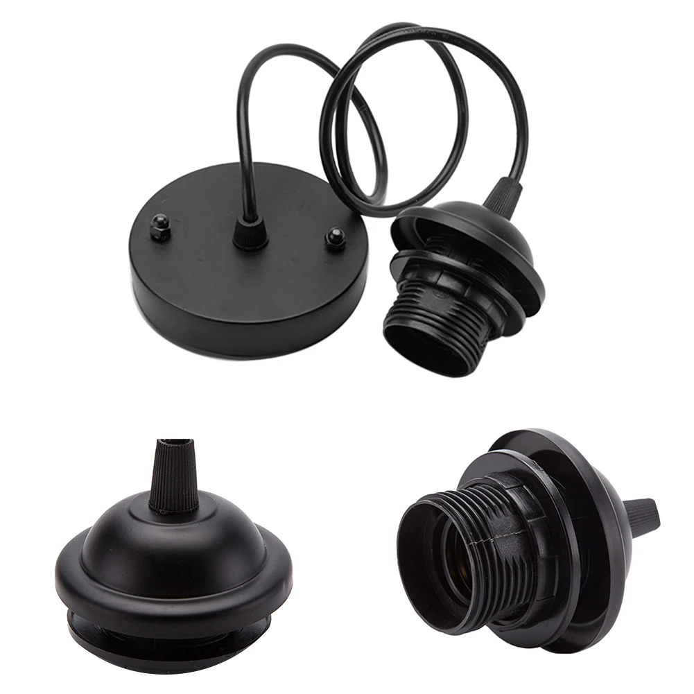 

250V Pendant Light Heat Resistant Ceiling Fitting Screw Bulb 4A E27 Easy Install Lamp Holder Black Plastic Home Durable