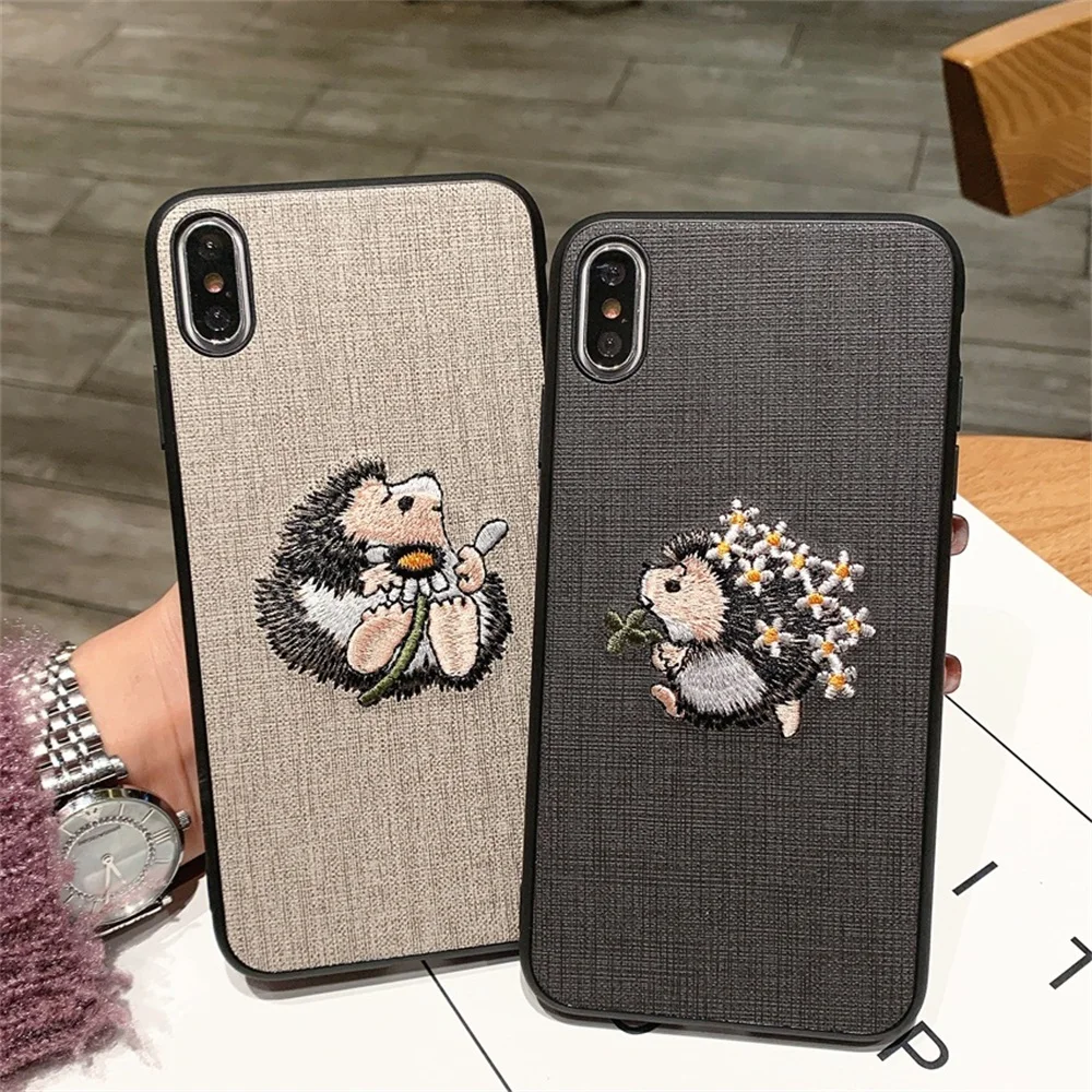 Чехол с вышивкой Cqqdoq для iPhone 11, 11Pro, Max, чехол с текстурой ежика, для iPhone X, XR, XS, MAX, 6, 6 S, 7, 8 Plus, чехол s, Coque