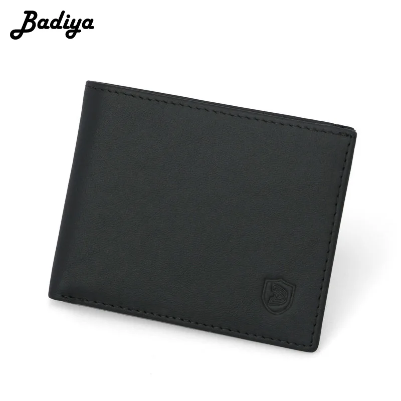 

Fashion Genuine Leather Men Wallet Biref Hasp Short Cow Leather Anti-theft Brush Multi-card Position Card Holder Male Coin Purse