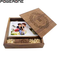 

POWERONE free custom logo walnut Photo Unique Album Wood usb+Box Memory stick Pendrive 4GB 8GB 16GB 32GB 64GB 170*170*35mm)