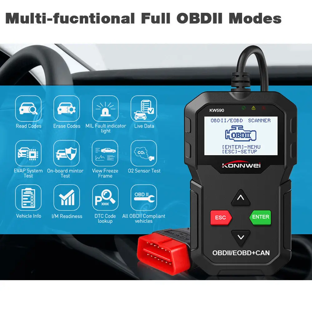 Считыватель кодов KONNWEI KW590 OBD2 сканер многоязычный s KW590 OBDII автоматический сканер русский язык лучше, чем AD310 ELM327