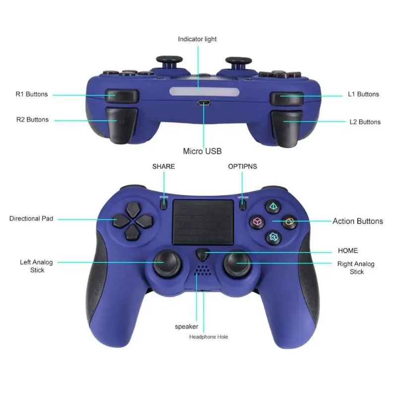 Bluetooth беспроводной джойстик геймпад для PS4 консоли портативный RGB контроллер ж/динамик наушники отверстие для PS4 Pro/PS4 Slim консоль
