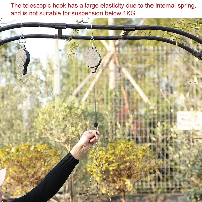 Retractable Hanging Basket Pull Down Hanger Pulley Garden Baskets Plant Pots Hanging Basin Retractable Hook Greenhouse