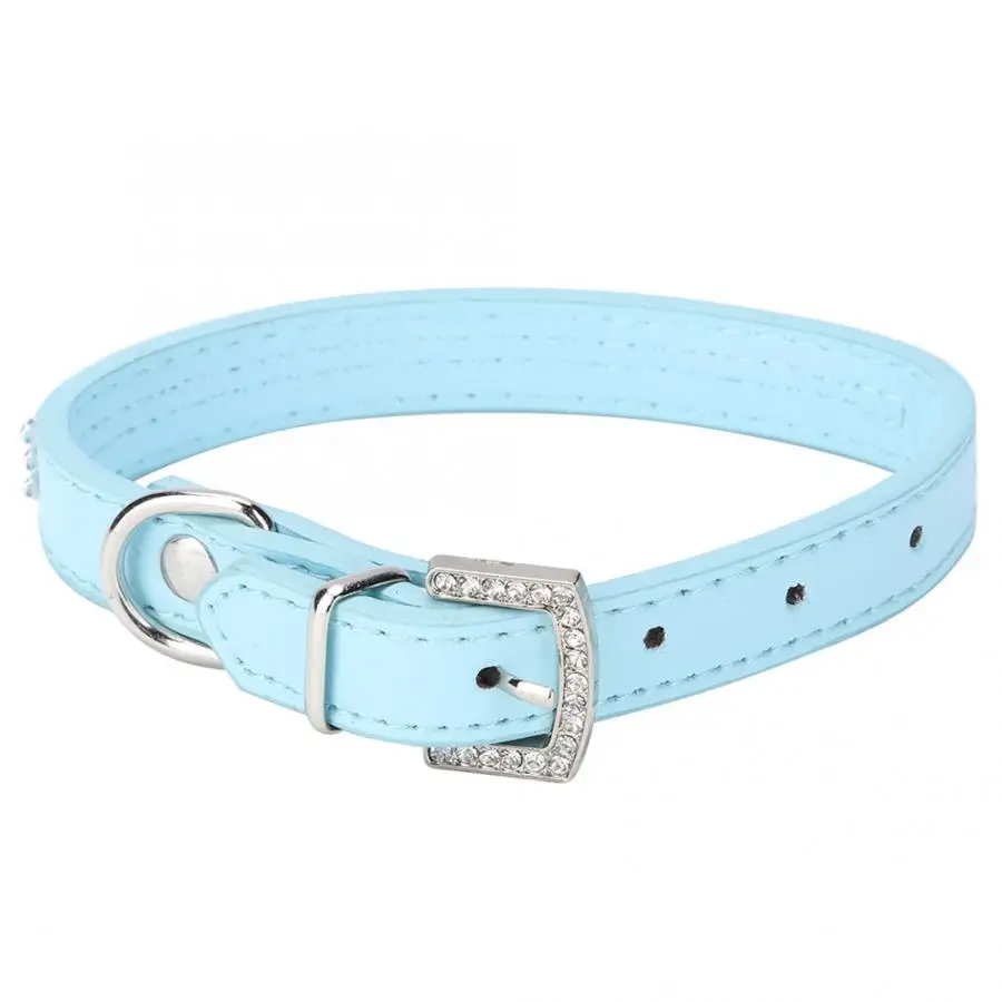 2 шт. кожаный ошейник для собак Регулируемый ошейник Модный горный хрусталь Декор ошейник для собак кошек аксессуары для домашних животных