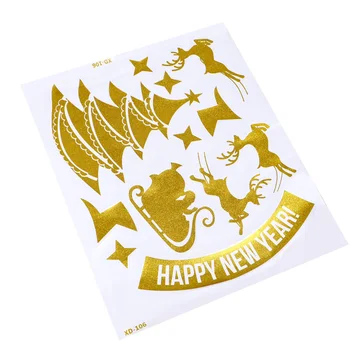 

2 Pcs 1 Bag Static Window Clings Xmas Glass Stickers Fridge Posters (Golden)