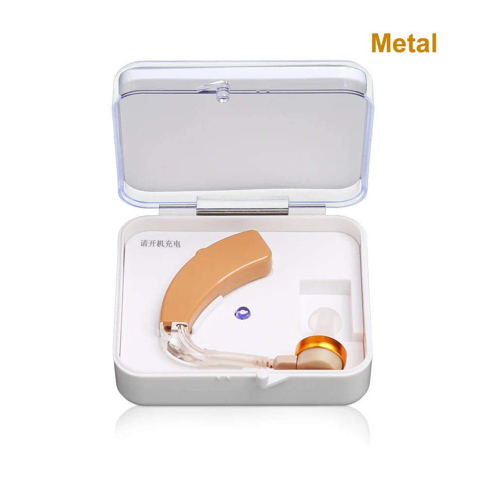 Metal Cofoe Wireless Charging Hearing Aid Rechargeable Mini Sound Amplifier Adjustable Volume Ear Care Tools for Hearing Loss Elderly - Цвет: Metal