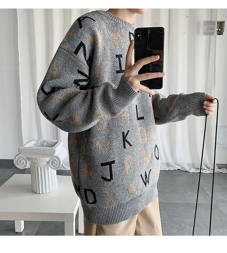 Fall New Men's Knitted Sweater Student Sweater Men's Korean Fashion Round Neck Linen