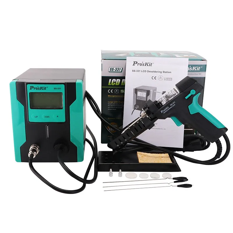 Pro'sKit SS-331H Desoldering station LCD Digital Electric Soldering Suction Pump High Power Strong Auto Sleep Vacuum Solder Gun 6