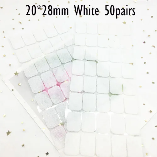 White 20x28mm 50Pair 10/15/20/25/30 мм самоклеящаяся крепежная лента на застежке-липучке, сильный клей Magic Стикеры белая дисковая черные монеты на застежке-липучке лента для домашнего Применение - Цвет: White 20x28mm 50Pair