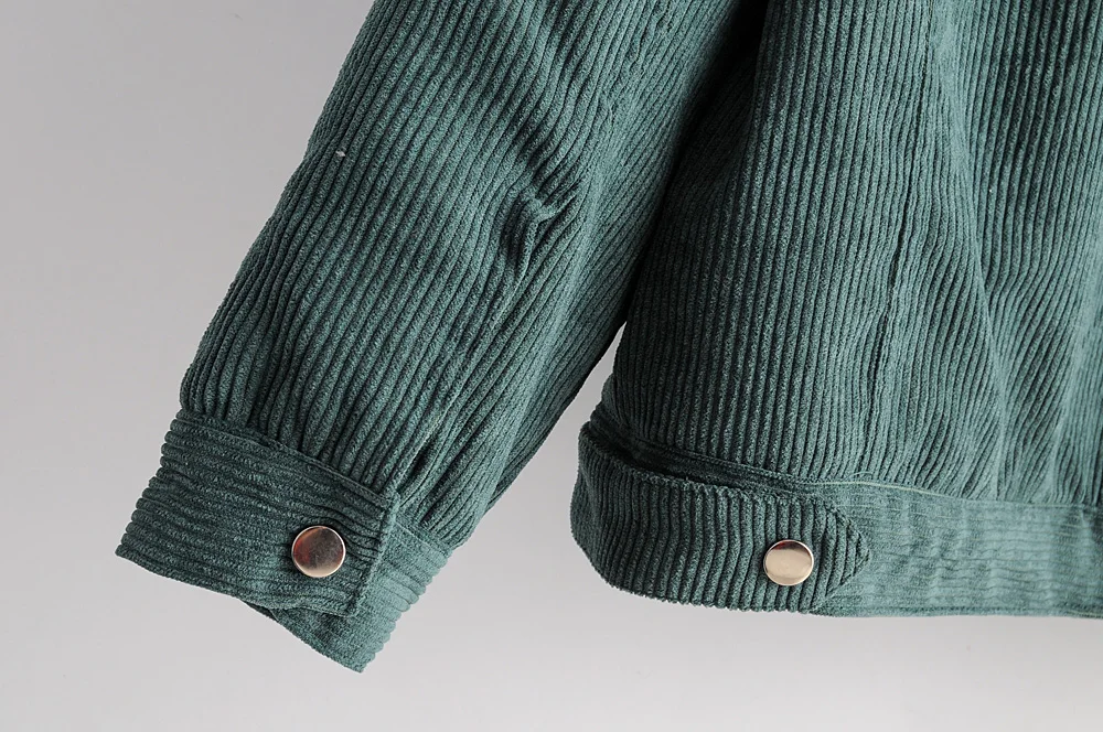 Women's autumn and winter new European and American wind corduroy lamb hair warm hooded jacket cotton jacket women