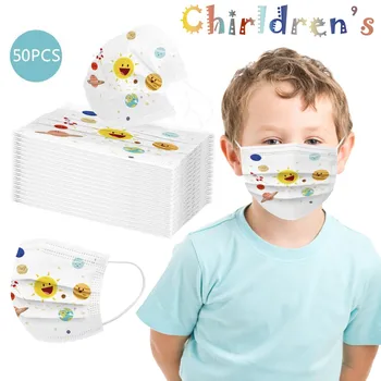 

50pcs In Stock KIDs Disposablel Fashion Outdoor Sunscreen Cloth 3ply Ear Loop Bike Outdoor Visors double layer protection*81