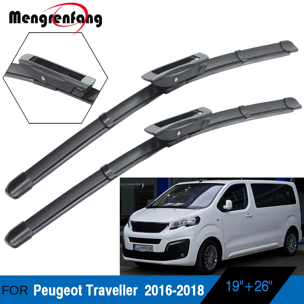 

For Peugeot Traveller Car Front Windscreen Wiper Soft Rubber Wiper Blades Bayonet Arms 2016 2017 2018