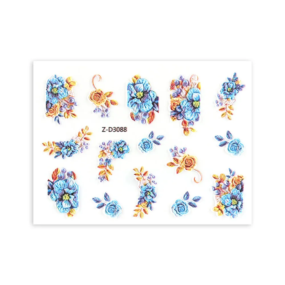 3D Acrylic Engraved Nail Sticker Beautiful Dancing Gril Snow Shape Water Decals Empaistic Nail Water Slide Decals DIY Nail Art - Color: 12