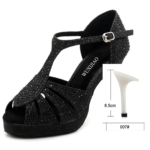 WUXIJIAO/Женская обувь для латинских танцев для взрослых; летняя обувь для танцев на открытом воздухе; сандалии для бальных танцев на высоком каблуке; мягкая подошва - Цвет: heel 8.5cm