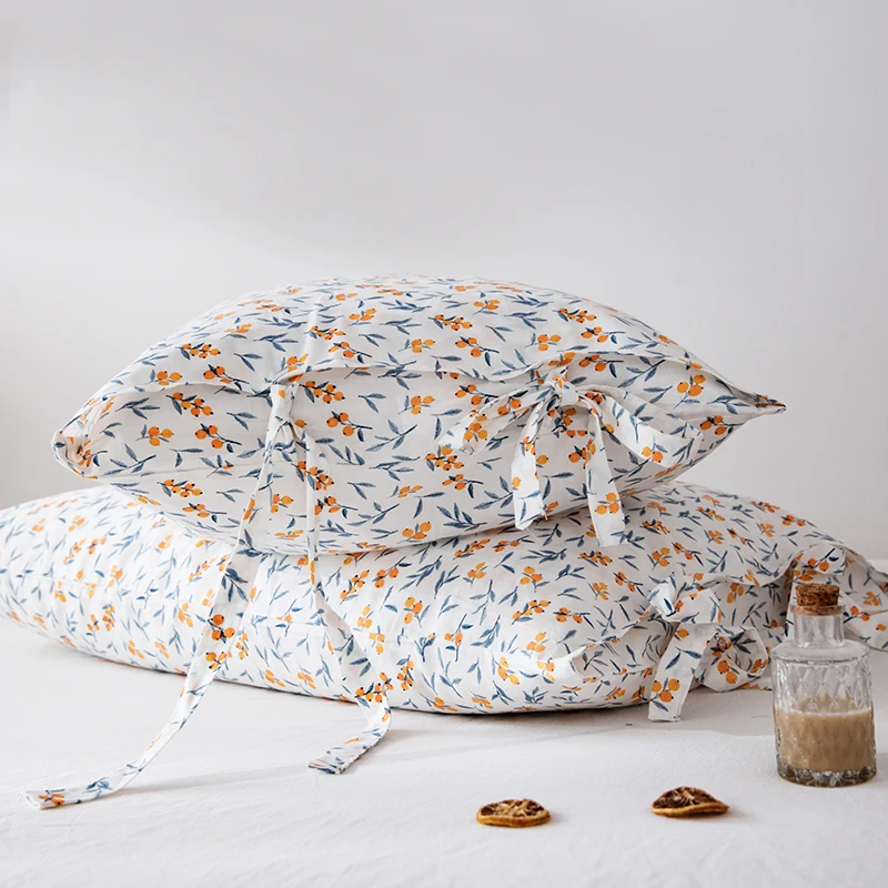 

DUNXDECO Bedding Decorative Pillow Case Nordic Simple Country Style Fresh Plants Print Cotton Cushion Cover Bedding Decorating