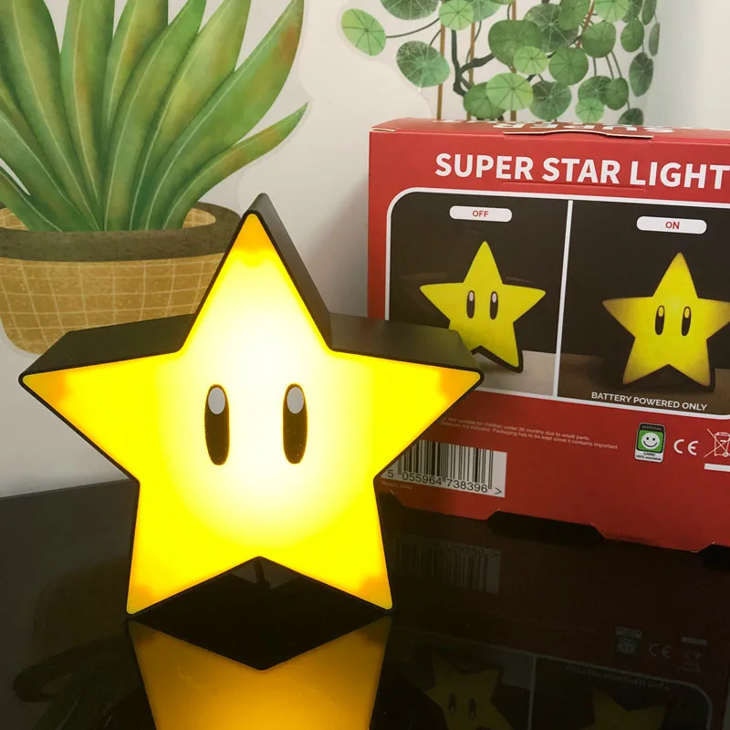 Retro Nostalgic Mario Super Star Light USB Rechargeable Sound Effect Anime Home Decoration Atmosphere Lamp Christmas Party Gift holiday nights of lights