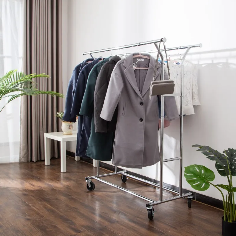 

Outdoor Retractable Folding Drying Rack Floor Double Poles-Elevating Drying Racks Simplicity Outdoor Clothing Rod Hanging Clothe