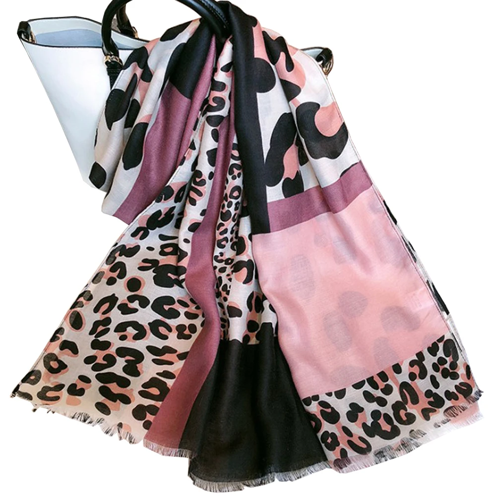 

2020 Design Print Women Cotton-Linen Scarf Hijab Large Leopard Striped Shawl Wraps Foulard Neckerchief Female Bufandas Mujer