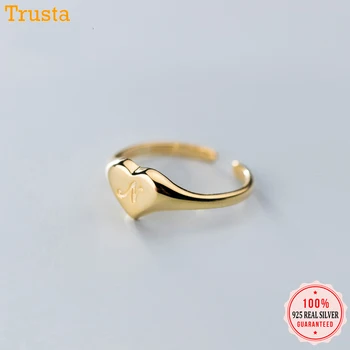 

Trustdavis 100% 925 Solid Real Sterling Silver Gold Letter N Rings Opening Size 5 6 7 Wonderful Gift For Girls Kids Lady's DA371