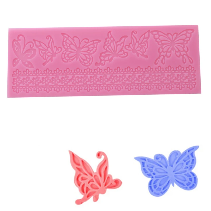 

New Butterfly Design Silicone Fondant Mould Around The Edge Mold DIY Chocolate Sugar Craft Candy Cake Lace Decorating
