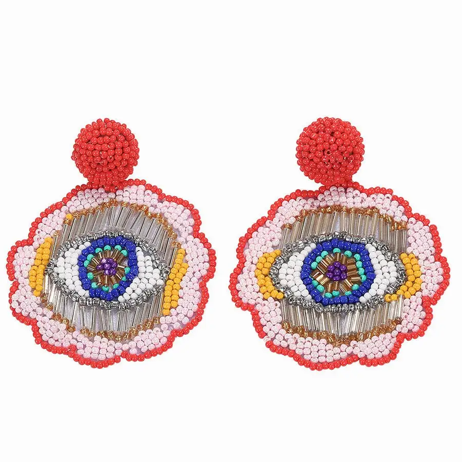 Girlgo богемные серьги-капли ручной работы с бусинами и кисточками в виде больших глаз для женщин, свадебные трендовые вечерние серьги для девушек, подарок - Окраска металла: Style 3