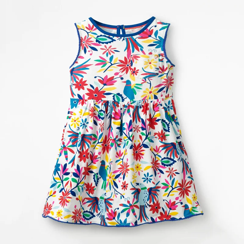 Little maven Dress Летнее платье для девочек без рукавов для новой детской детской одежды Хлопковое платье с цветочным принтом для девочек Свадебные платья - Цвет: S0718 same picture