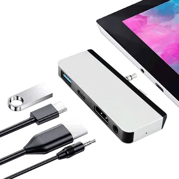 

Elisona 4 in 1 USB Docking Station Hub Adapter with USB3.0 Type-C HDMI PD 3.5mm Port for Microsoft Surface Go