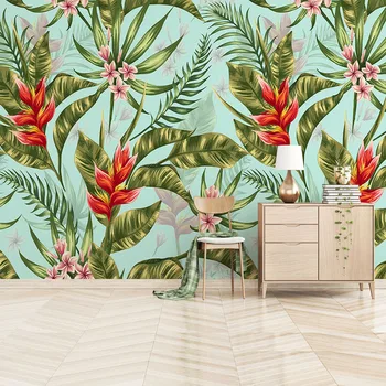

Custom Mural Wallpaper 3D Stereo Tropical Plants Leaf Living Room TV Sofa Bedroom Home Decor Background Wall Paper 3D Frescoes
