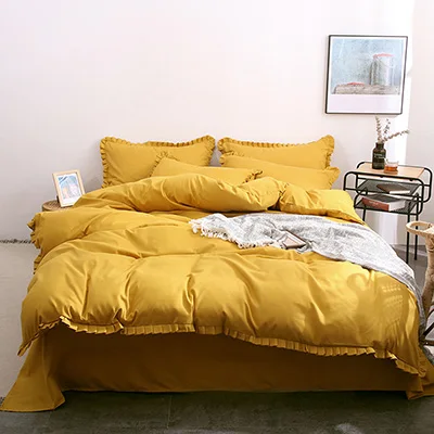 Шлифовальный 4 шт. складной кружевной простой цвет чистый королева кровать оболочка простыня домашний текстиль кровать оболочка Подушка оболочка - Цвет: color8