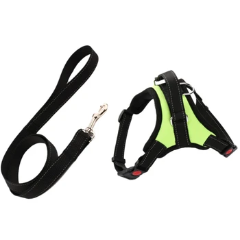 

Dog Harness Leash Set Adjustable Breathable Dog Cat Collar Vest Harness for Dog Puppy Pet Chest Strap Dog Accessories Green