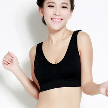 

Womens Leisure Top Wire Free Vest No Rims Padded Bras Tank Tops Vest Non-adjusted Straps Push Up