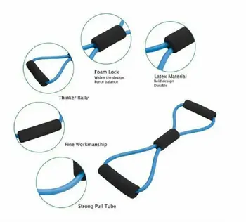 Newest Arrival 8 Shape Yoga Rally Strap Stretch Band Rope Latex Rubber Arm Resistance Fitness Exercise Pilates Yoga Gym 6