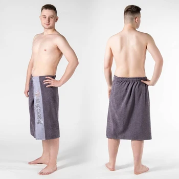 

Kilt (skirt) man's terry, with embroidery, 70x160 cm, gray