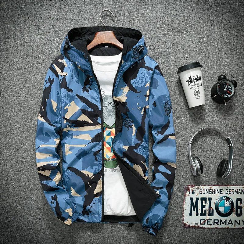 

Camouflage Casual Jacket Men Hip Hop Male Spring Autumn Windbreaker Thin Hooded Coat Bomber Baseball Jacket Raincoat 7XL 7XL