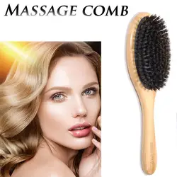 Black Boar Bristle Hair Brush Comb Oval Anti-static Paddle Massage Scalp Brush Anti-static Air Cushion Function Massage Comb