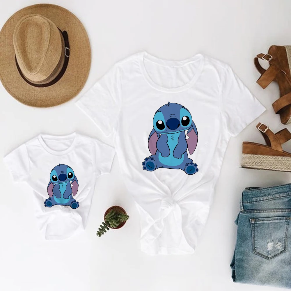 matching christmas outfits Couples Matching Clothing Set Cartoon Lilo & Stitch Print White Twin Sister Brother Tee Shirt Cute Boy Girl Tshirt Kids Top matching family fall outfits Family Matching Outfits