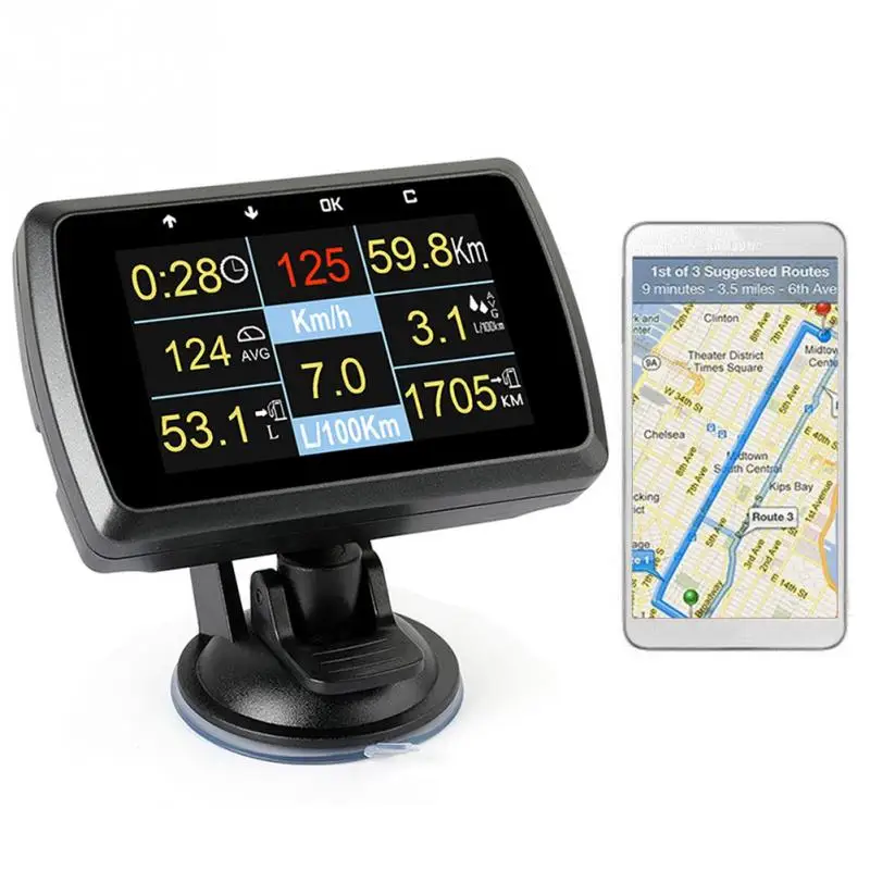 

HUD Car Head up display Speed Projector Security Alarm Water temp Overspeed Engine RPM Voltage + Trip Mileage Fuel Consumptione