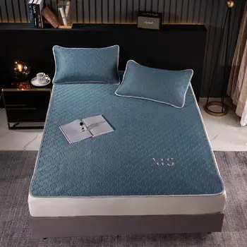 

Latex mat bed set with ice-sense embroidered craftsmanship including mattress and pillowcase for a healthy summer sleep