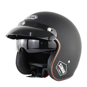 

Soman SM521 Classic Dot Motorcycle Helmet Scooter motor kask casco capacete moto Dual Visors 3/4 Chopper Helmets