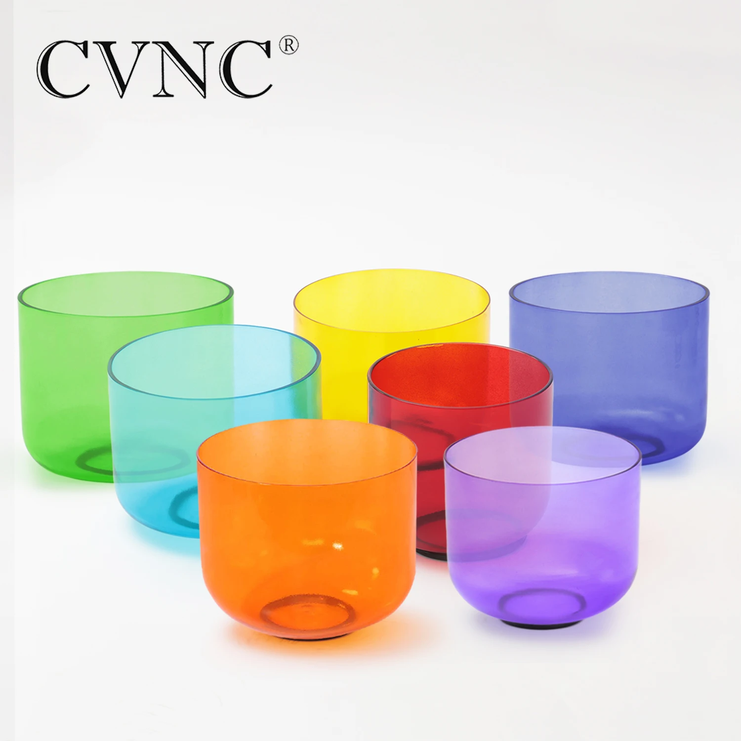 

CVNC Set of 7pcs 7" Color Clear Crystal Quartz Singing Bowl